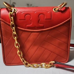 Tory Burch Red Crossbody Bag with Gold Chain